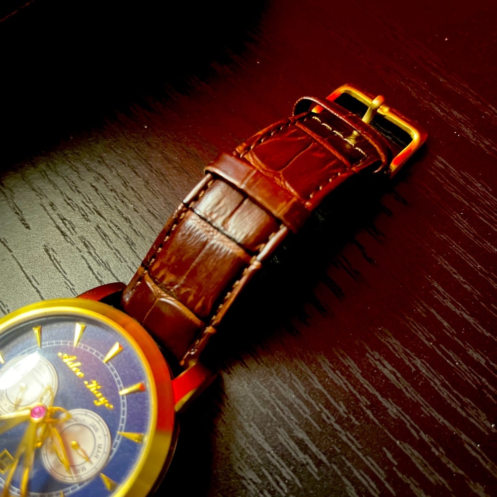 Adee Kaye Men’s Automatic Stainless Steel and Leather Dress Watch